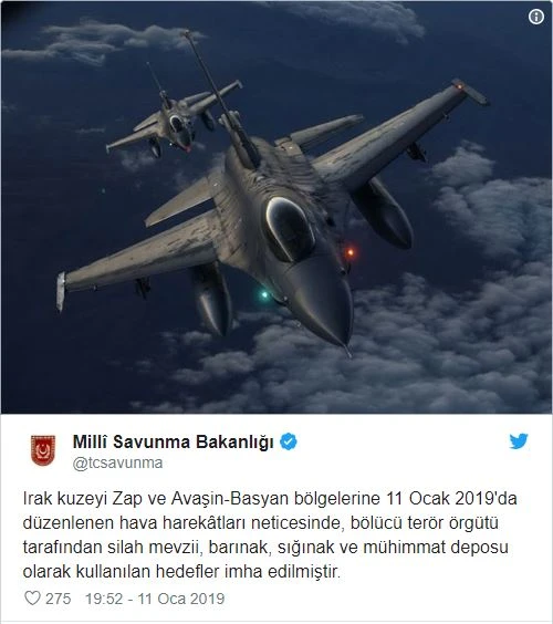 Irak'ın kuzeyine hava harekatı